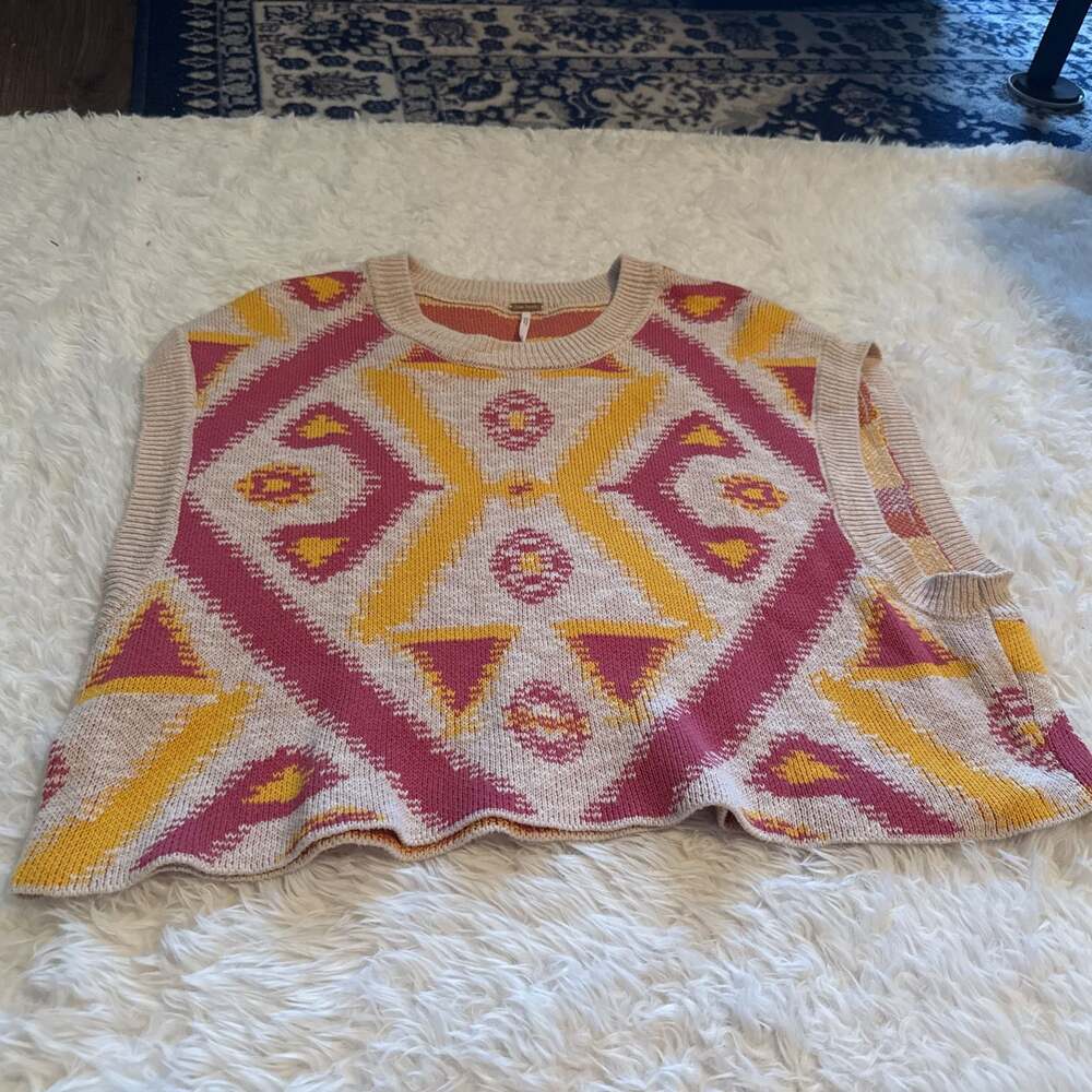 Free People Cyprus Pullover Geometric Jacquard Sweater Vest